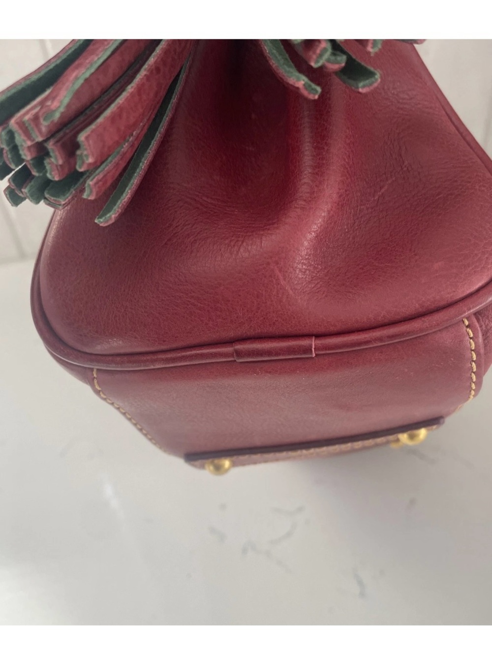 ❤️🤍💙Dooney & Bourke Wine Red Leather Satchel with Gold Hardware - Picture 11 of 15